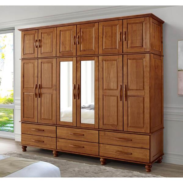 Guarda Roupa Orion Com 12 Portas E 6 Gavetas - Cedro | Leroy Merlin