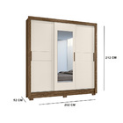 Guarda Roupa Paco 3 Portas Castanho Wood Off White Tana Decor