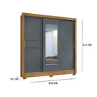 Guarda Roupa Paco 3 Portas Freijó Cinza Tana Decor