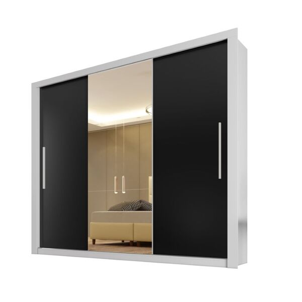 Guarda Roupa Panamá 3 Portas Espelho Central Sallêto Branco/g