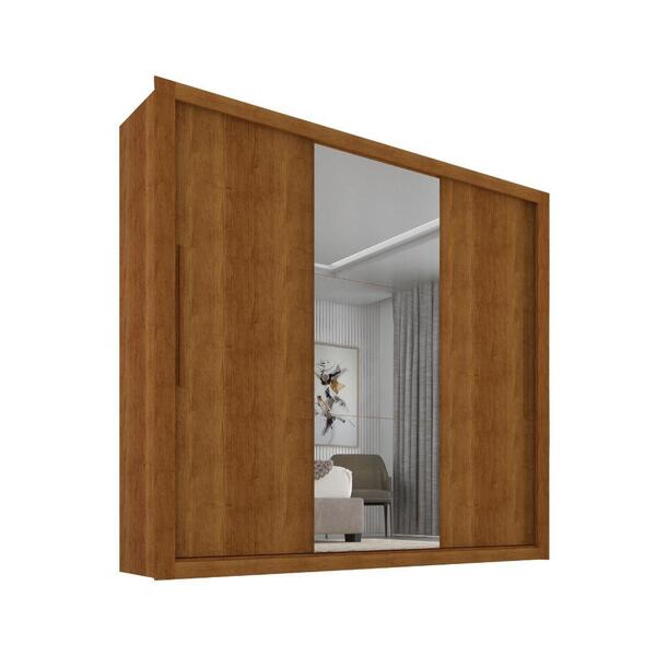 Guarda Roupa Panamá 3 Portas Espelho Central Sallêto Cinamono