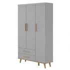 Guarda-roupa Para Bebê 3 Portas 2 Gavetas Pés Palito Ludmila