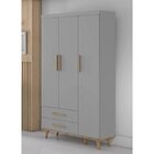 Guarda-roupa Para Bebê 3 Portas 2 Gavetas Pés Palito Ludmila