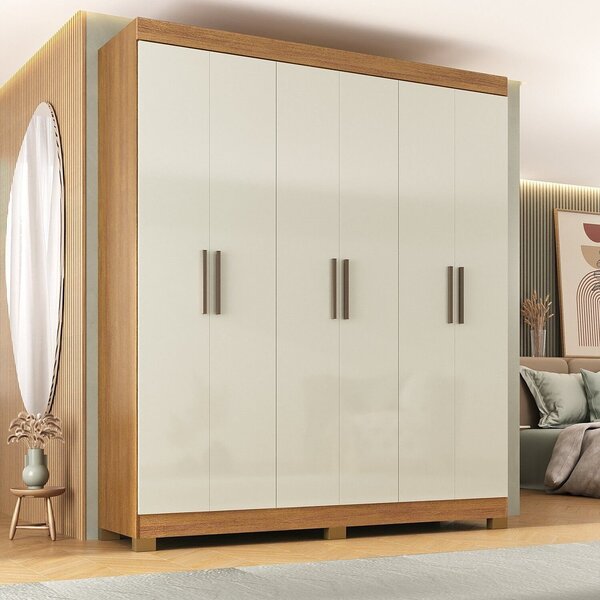 Guarda-roupa Paris 6 Portas Mdp Com Pés Cinamomo/off White