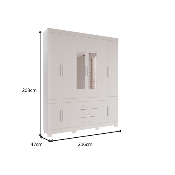 Guarda-roupa Parma Premium 10 Portas 3 Gavetas Com Espelho Sa