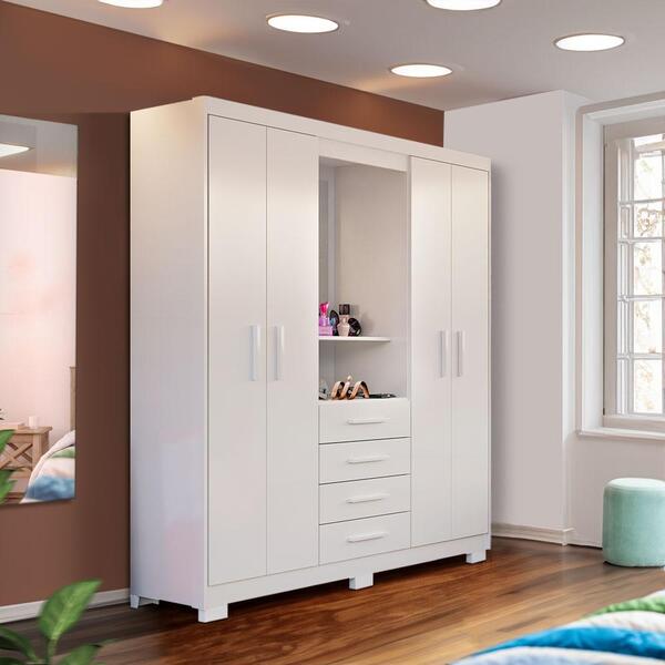 Guarda Roupa Pequeno 4 Portas 156cm Branco Barriston Shop Jm