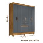 Guarda Roupa Pequeno 7 Portas 2 Gavetas 177cm Freijó Cinza Mi