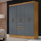 Guarda Roupa Pequeno 7 Portas 2 Gavetas 177cm Freijó Cinza Mi
