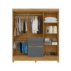 Guarda Roupa Pequeno 7 Portas 2 Gavetas 177cm Freijó Cinza Mi