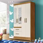 Guarda Roupa Pequeno Com Espelho 4 Portas Infantil Freijó Off