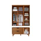 Guarda Roupa Pequeno Rústico Em Madeira Maciça Com Espelho Ca