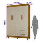 Guarda-roupa Pérola Solteiro 4 Portas 2 Gavetas Mobilihouse