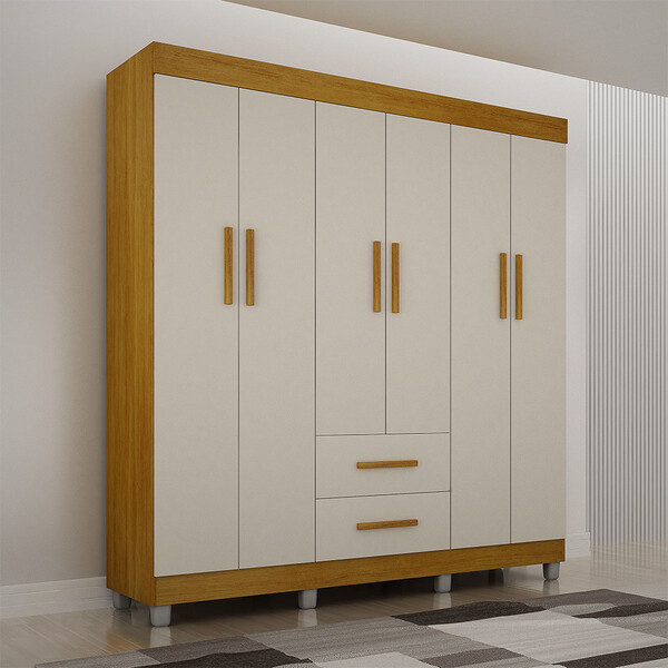 Guarda-roupa Pérola Solteiro 6 Portas 2 Gavetas Mobilihouse