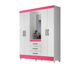Guarda Roupa Perséfone 4 Portas Branco Rosa Bnn Decor