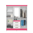 Guarda Roupa Perséfone 4 Portas Branco Rosa Bnn Decor