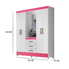 Guarda Roupa Perséfone 4 Portas Branco Rosa Tana Decor