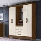 Guarda Roupa Perséfone 4 Portas Castanho Wood Off White Bnn D