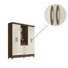 Guarda Roupa Perséfone 4 Portas Castanho Wood Off White Tana