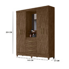Guarda Roupa Perséfone 4 Portas Castanho Wood Tana Decor