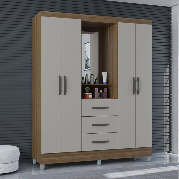 Guarda-roupa Poquema Madri 4 Portas 3 Gavetas