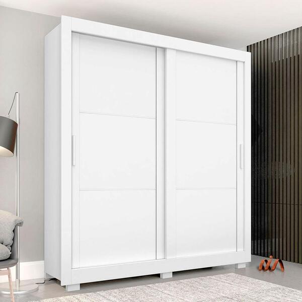 Guarda Roupa Porta De Correr Casal Branco Ártico Titanium Zan