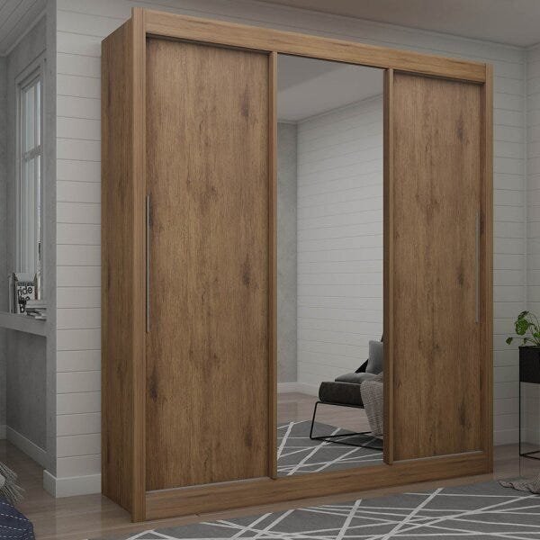 Guarda-roupa Porta De Espelho Max Gelius Móveis Madeirado Ou