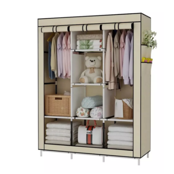 Guarda Roupa Portátil Dobrável Cor Bege