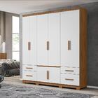 Guarda Roupa Porto Plus 8 Portas 4 Gavetas Naturale Branco