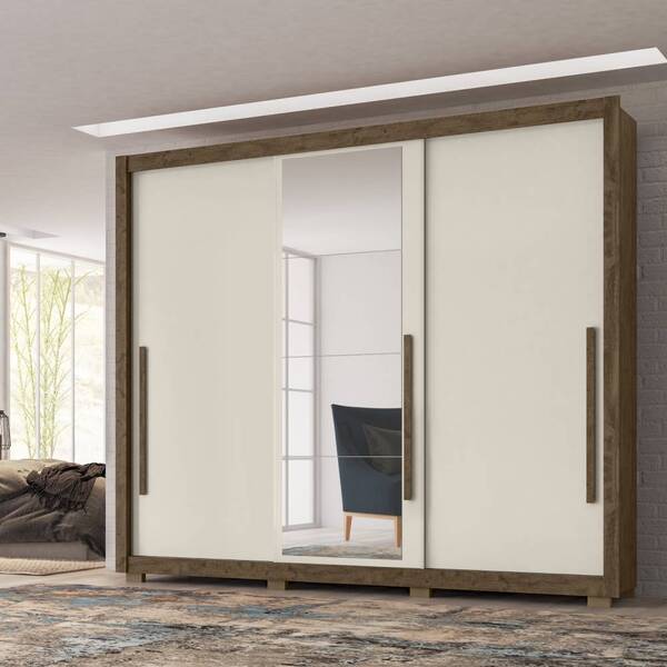 Guarda Roupa Poseidon 3 Portas Castanho Wood Baunilha Tana De