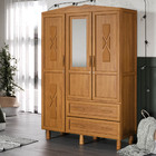 Guarda-roupa Prático 3 Portas E 2 Gavetas Madeira Pinus Carva