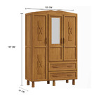 Guarda-roupa Prático 3 Portas E 2 Gavetas Madeira Pinus Carva