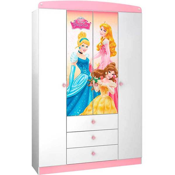 Guarda-Roupa Princesas Disney Star - Pura Magia Branco/rosa