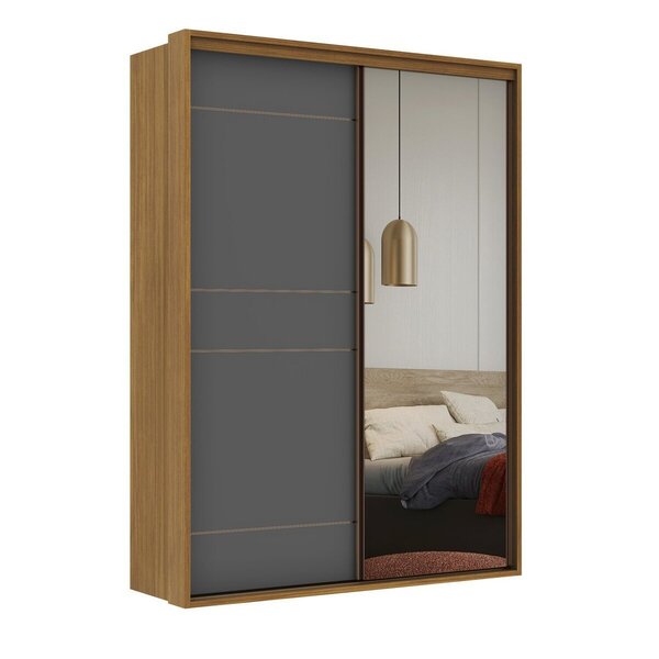 Guarda-roupa Qualitá 2 Portas 1 Espelho 1700x2300x560 Freijó