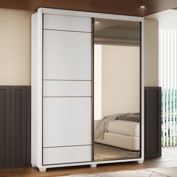 Guarda-roupa Quality 2 Portas Com Pé Com Espelho Espresso Móv