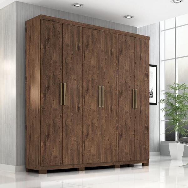 Guarda Roupa Quarto Casal Olívia 6 Portas 3 Gavetas 5 Pratele