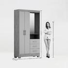 Guarda Roupa Quarto Solteiro Emily Com Espelho 2 Portas 3 Gav