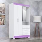 Guarda Roupa Quarto Solteiro Emily Com Espelho 2 Portas 3 Gav