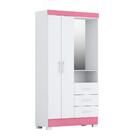 Guarda Roupa Quarto Solteiro Emily Com Espelho 2 Portas 3 Gav
