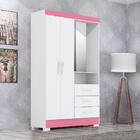 Guarda Roupa Quarto Solteiro Emily Com Espelho 2 Portas 3 Gav