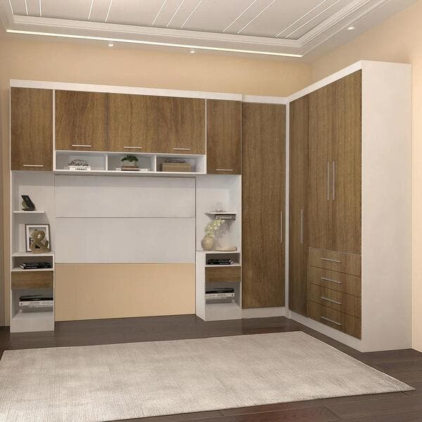 Guarda Roupa Queen Modulado Cp09 Taiga Branco/avelã L01 - Mpozenato ...