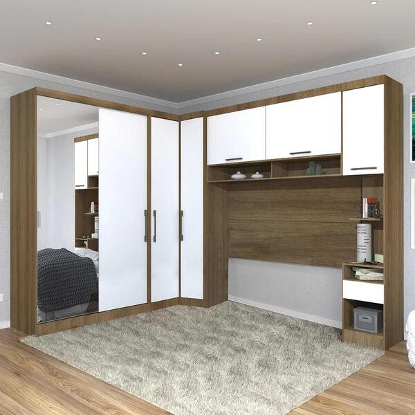 Guarda Roupa Queen Modulado Espelho Cp06 Delphi Avelã/branco L01 ...