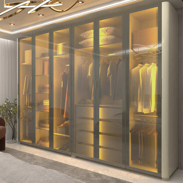 Guarda Roupa Reflecta 6 Portas Led Innova Off White - Gelius