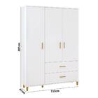 Guarda Roupa Retro 3 Portas 2 Gavetas M08 Milka Branco Acetin