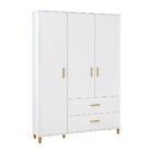 Guarda Roupa Retro 3 Portas 2 Gavetas M08 Milka Branco Acetin