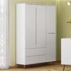 Guarda Roupa Retrô Lunna 4 Portas E 2 Gavetas Branco Acetinad