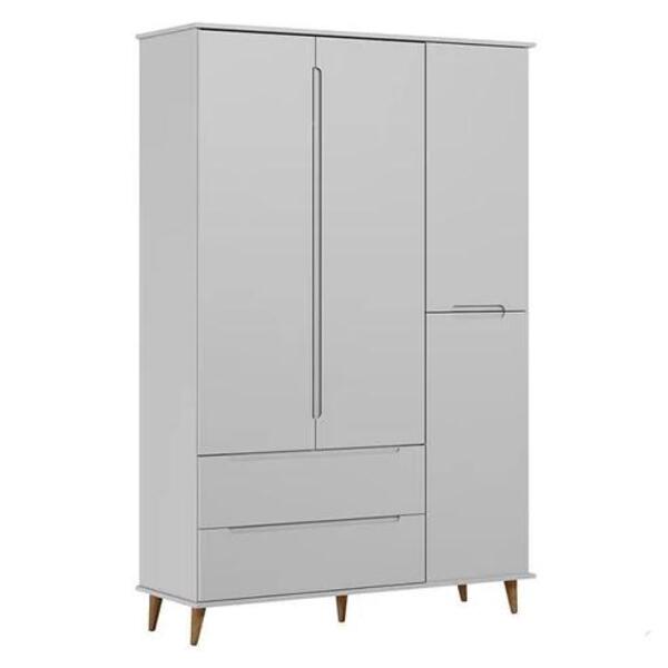 Guarda Roupa Retrô Lunna 4 Portas E 2 Gavetas Cinza - Peterne