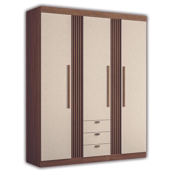 Guarda Roupa Ripado 3 Portas Solteiro Texas Jatobá Areia