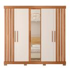 Guarda Roupa Ripado 5 Portas Com Espelho Freijó Off White