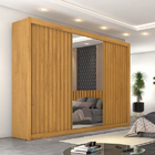 Guarda Roupa Ripado Com 3 Portas De Correr E Espelho Central