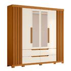 Guarda Roupa Ripado Com Espelho Cambé Cinamomo Off White